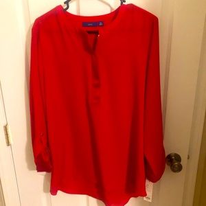 Just in time for the holidays!  Red blouse is so soft and dressy!